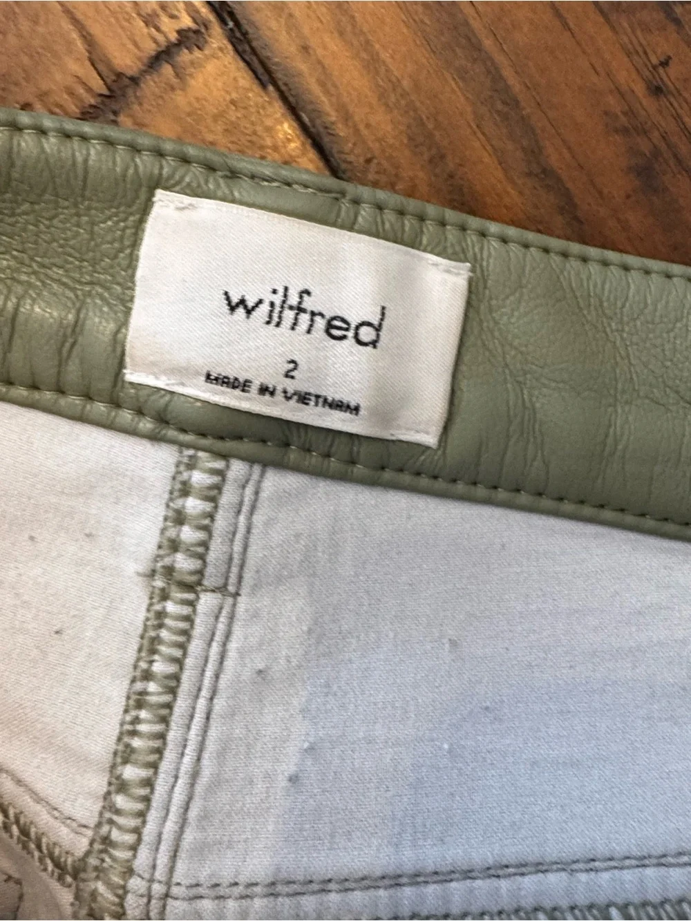 Wilfred Sage Green Faux Leather Waistband‎ Pants